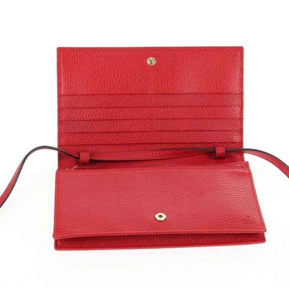 GUCCI Shoulder Wallet Swing Leather Red Gold 368231 534563 Auth BA5829V - Picture 10 of 16
